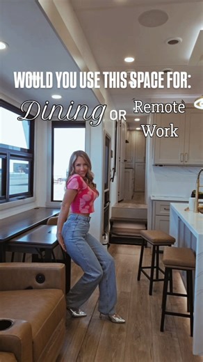 Laura Romano on Instagram: "This would be a great work space ...but also, breakfast with a view!? I'd want to have my cake and eat it too ☺️ #Both . . . #rv #rvlife #camping #camper #Brinkley #inspo #goals #reelsinstagram #reels #instagramreels #fyp #luxury #waitforit #thisorthat #design"