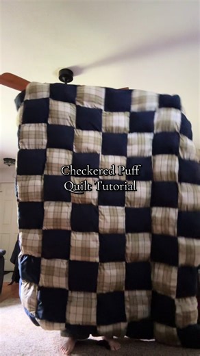 Surface-Level Checkered Puff Quilt Tutorial #fyp #craft #diy #sew #puffquilt