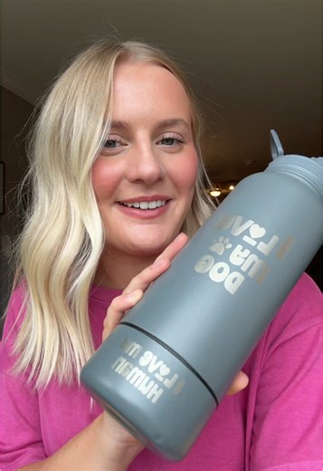 I’ve never seen a bottle with a built in dog bowl how fun is this #dogsoftiktok #goldendoodle #dogmom #dogwalk #dogtoy