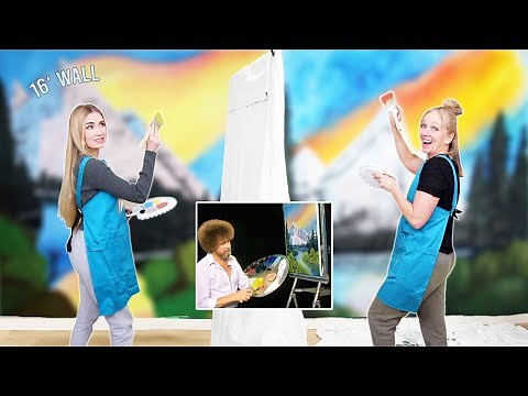 Bob Ross Painting Challenge On My Living Room Wall !!