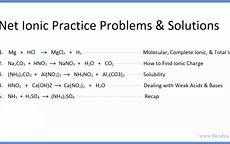 Net Ionic Equations Practice and Answers