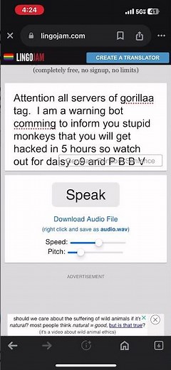 Gorilla tag warning bot sound for trolling #gt
