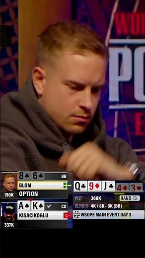 Viktor "Isildur1" Blom pulls the trigger with 86s! WSOPE MAIN EVENT D3