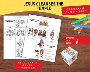 Jesus Cleanses the Temple Cube Craft for Kids, Holy Week Bible Activity, Palm