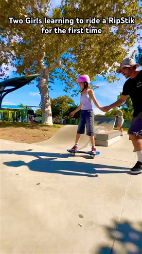 Two Girls learning to ride the RipStik for the first time!! #ripstik #learning #shorts
