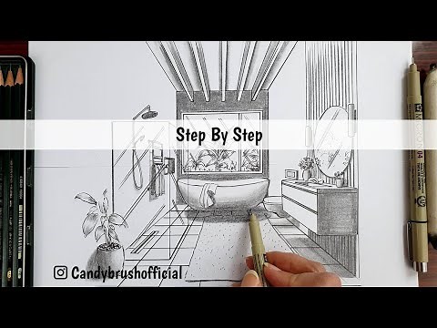 How To Draw A Bathroom In One Point Perspective | Step By Step