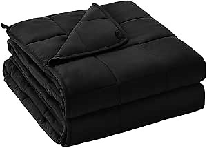 yescool Weighted Blanket for Adults (17 lbs, 60" x 80", Black) Cooling Heavy Blanket for Sleeping Perfect for 160-180 lbs, Queen Size Breathable Blanket with Premium Glass Bead, Machine Washable