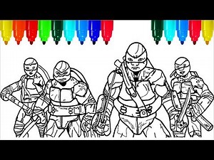 TEENAGE MUTANT NINJA TURTLES Coloring Pages # 3 | Colouring Pages for Kids with Colored Markers