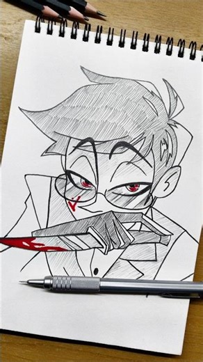 Alastor✨speed drawing(human form)#hazbinhotel #alastor #illustration #nostalgia #upsidedown #drawing