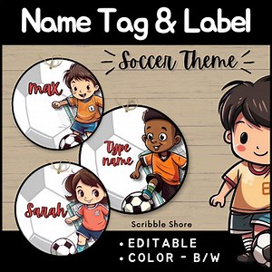 Editable Soccer Theme Name Tags and Labels | Locker Labels | Cubby Tag