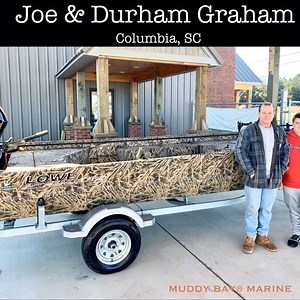 17 feet of Awesome! Joe & Durham Graham of Columbia, SC with their new LOWE® Roughneck 1760[DLX] in official Mossy Oak® Shadowgrass with the fast & powerful Mercury® 60hp 4-Stroke. Premium Gear for Serious Sportsmen at Outstanding Prices. MUDDY BAY® MARINE & MUDDY BAY® OUTFITTERS. Let’s Take It Outside.® | Muddy Bay
