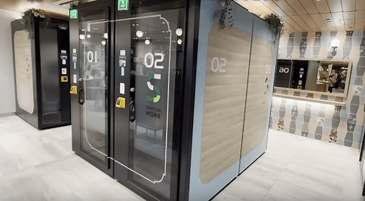 Inside a sleep pod in a Japanese railway station