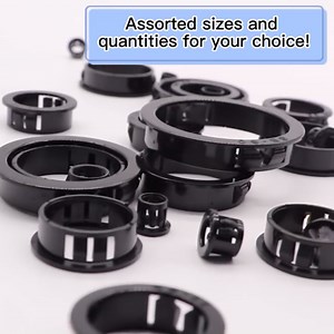 1-1/2"(38mm) Black Snap-in Knockout Insulating Bushing Grommets, Plastic Cable Hole Grommets for Wiring, Round Nylon Snap in Locking Electrical Wire Cord Hose Tubing Bushings Grommets, 10pcs