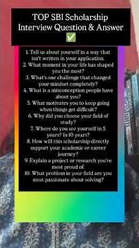 SBI Scholarship Interview Questions #scholarship