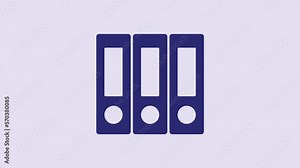 Blue Office folders with papers and documents icon isolated on purple background. Office binders. Archives folder sign. 4K Video motion graphic animation