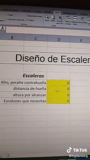 Diseño de Escalera en Excel: Cálculos Automáticos