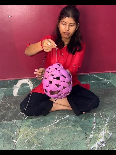 Creative DIY Craft Ideas: Ballon and Coconut Shell Reusing for Lantern Diwali Light
