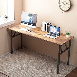 SOGES 62 inches Folding Table Computer Table Workstation No Install Needed, Rustic Brown