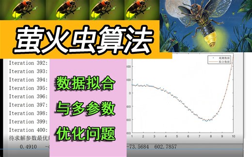 MATLAB萤火虫算法求解数据拟合和多参数优化问题代码实例