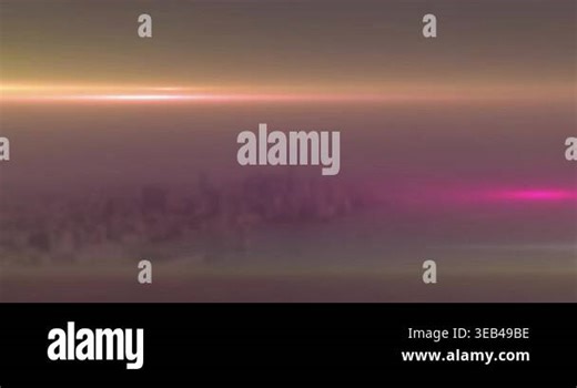 Animation of light trails over cityscape and sky. Light, pattern and movement concept digitally generated video.