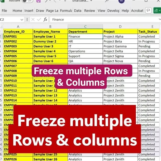 Struggling to freeze both rows and columns together in Microsoft Excel? #excellearning #excel