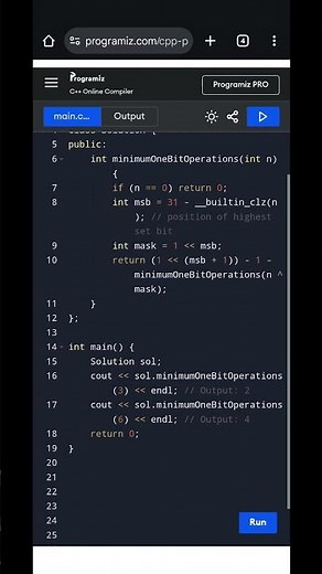 Minimum One Bit Operations to Make Integers Zero | C++ Bit Manipulation Solution
