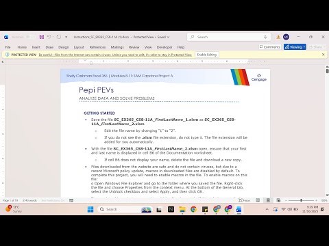 Shelly Cashman Excel 365 | Modules 8-11: SAM Capstone Project A Pepi PEVs