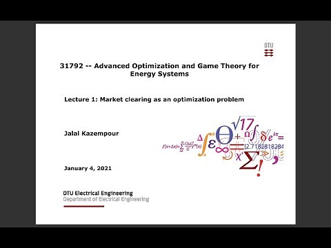 Lecture 1: Market clearing as an optimization problem