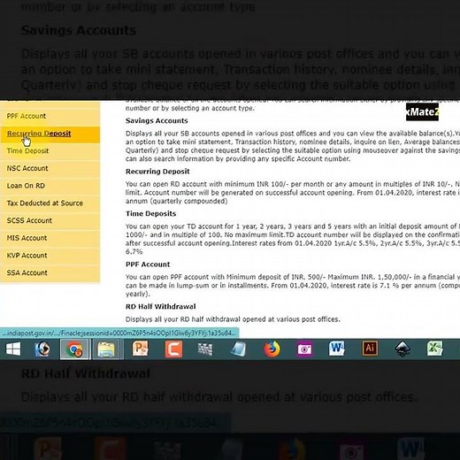 Check Post office Recurring Deposit(RD) account balance online | Post office Internet banking