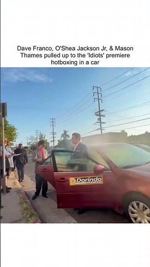 Dave Franco, O'Shea Jackson Jr, & Mason Thames pulled up to the 'Idiots' premiere hotboxing in a car