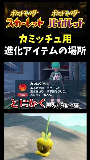 【ポケモンSV】カミッチュ進化アイテム｢みついりリンゴ｣の入手場所紹介＆色違いカジッチュからカミッチュへ進化!!【ポケモン】【切り抜き】【色違い厳選】【色違いポケモン】#shorts