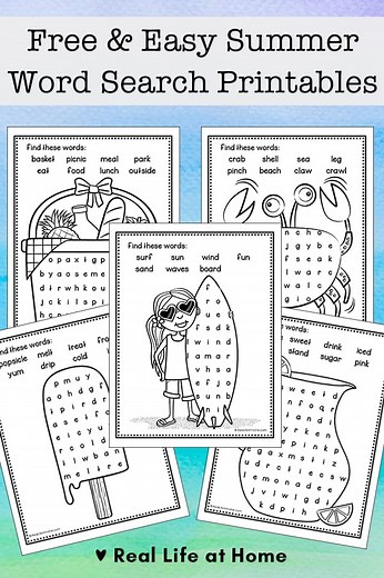 Free and Easy Summer Word Search Printables