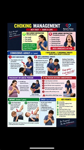 🚨 CHOKING MANAGEMENT | Adult, Child & Infant | BLS Emergency Nursing