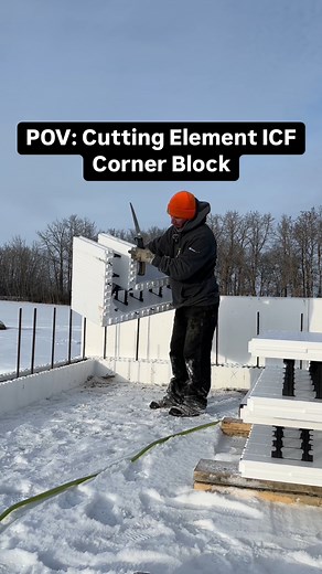 Did you know this about Element ICF? 👇🏼The new Element ICF Corner Block is fully reversible and offers Cut lines every 1 inch horizontally across the block making cuts fast and efficient with a pruning or hand saw. 🚧 #construction #albertacanada #buildersofinsta #constructionindustry #DIYConstruction #icfconstruction #HomeImprovement #canadaconstruction #RealEstateInvesting #houseconstruction | Logix Brands - Element ICF, HALO & Heat-Sheet