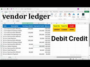 Excel Vendor Ledger with Running Balance | Purchase & Payment Auto Minus System (Complete Tutorial)