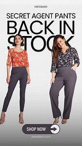 THEY'RE BACK! Secret Agent Pants Restocked Your favorite tummy control pants are back and ready for action. The Secret Agent Pants by Roz & Ali deliver all-day comfort with figure-flattering confidence. From morning meetings to evening errands, these versatile pants work as hard as you do. Shop the restock now: https://dressbarn.com/collections/clothing-bottoms-pants-secret-agent-pants | dressbarn