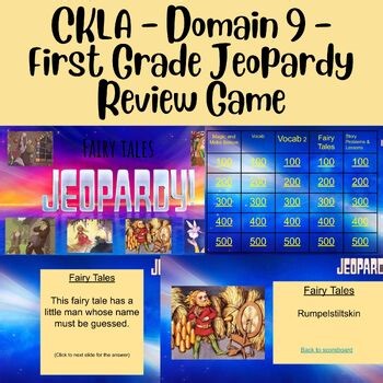 CKLA Domain 9 Fairy Tales Jeopardy Game | First Grade Assessment Review Game