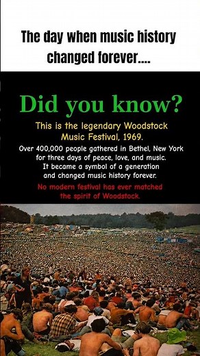 Woodstock 1969: The Festival That Changed Music History Forever #historyfacts #shorts