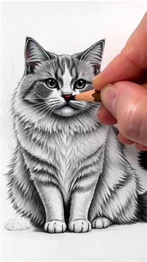 Realistic Cat Pencil Sketch 🐱 #catsketch #pencildrawing #animaldrawing #drawingtimelapse #artshorts