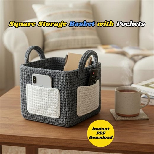 Crochet Basket Pattern PDF, Square Storage Basket With Pockets and Handles, Modern Home Organizer, Sturdy Crochet Decor , Basket Crochet PDF - Etsy Canada
