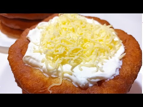Langosi with sour cream and cheese