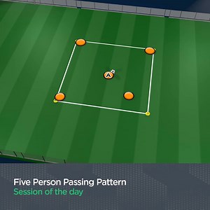 Today's session is a five person passing practice... 5️⃣👨‍💻 Learn more about this practice through the link in the comments. | SportSessionPlanner.com