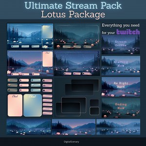Lotus Stream Overlay Pack: Animated Twitch Vtuber Bundle - Etsy