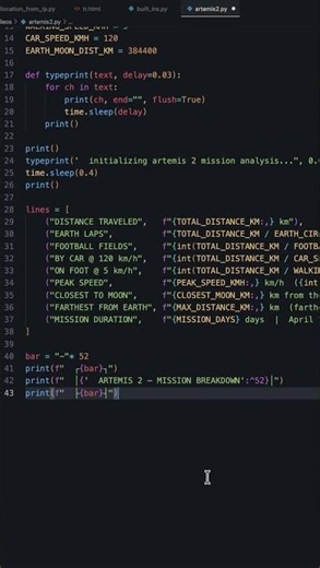 Python broke down the Artemis 2 numbers in 10 lines