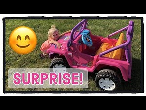 Barbie Power Wheels Jeep! Car Wash and Clean up!