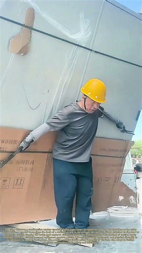 Shouldering the Load: How a Worker Moves a Heavy Fire Door From Truck to Ground