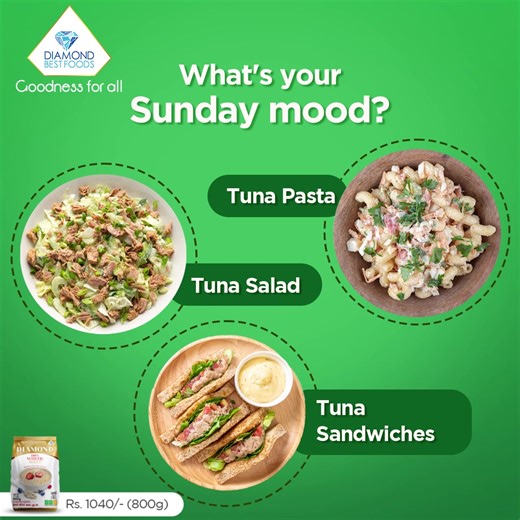 Weekend vibes call for Tuna delights! Whether you're craving the zing of Spicy Tuna Pasta, the freshness of Tuna Salad, or the comfort of Tuna Sandwiches, Diamond Tuna has you covered. With multiple choices, there's something to satisfy every craving. #DiamondBestFoods #DiamondTuna | Diamond Milk