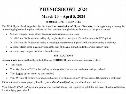 美国Physics Bowl国际物理竞赛2024年真题完整版讲解（做题与思路讲解同步版本）