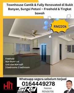 Townhouse Cantik & Fully Renovated di Bukit Banyan, Sungai Petani – Freehold , Tingkat Bawah