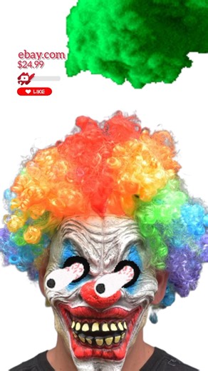 Scary Halloween Clown Mask with Hair Costume Party Cosplay Rainbow Hair Clown #horror #halloween